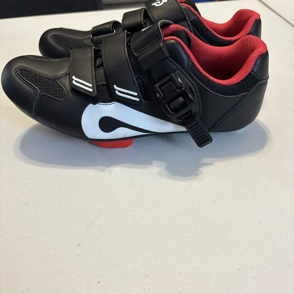 Women's Size 7 (38 EU) Peloton Cycling Shoes Black White Red EUC - Picture 5 of 8